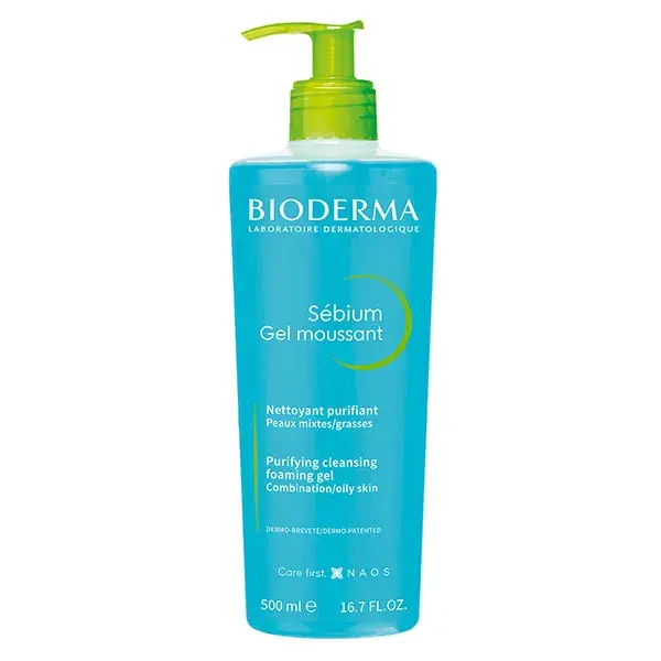 Bioderma Sébium Gel Moussant Nettoyant Purifiant Peaux Mixtes à Grasses 500ml