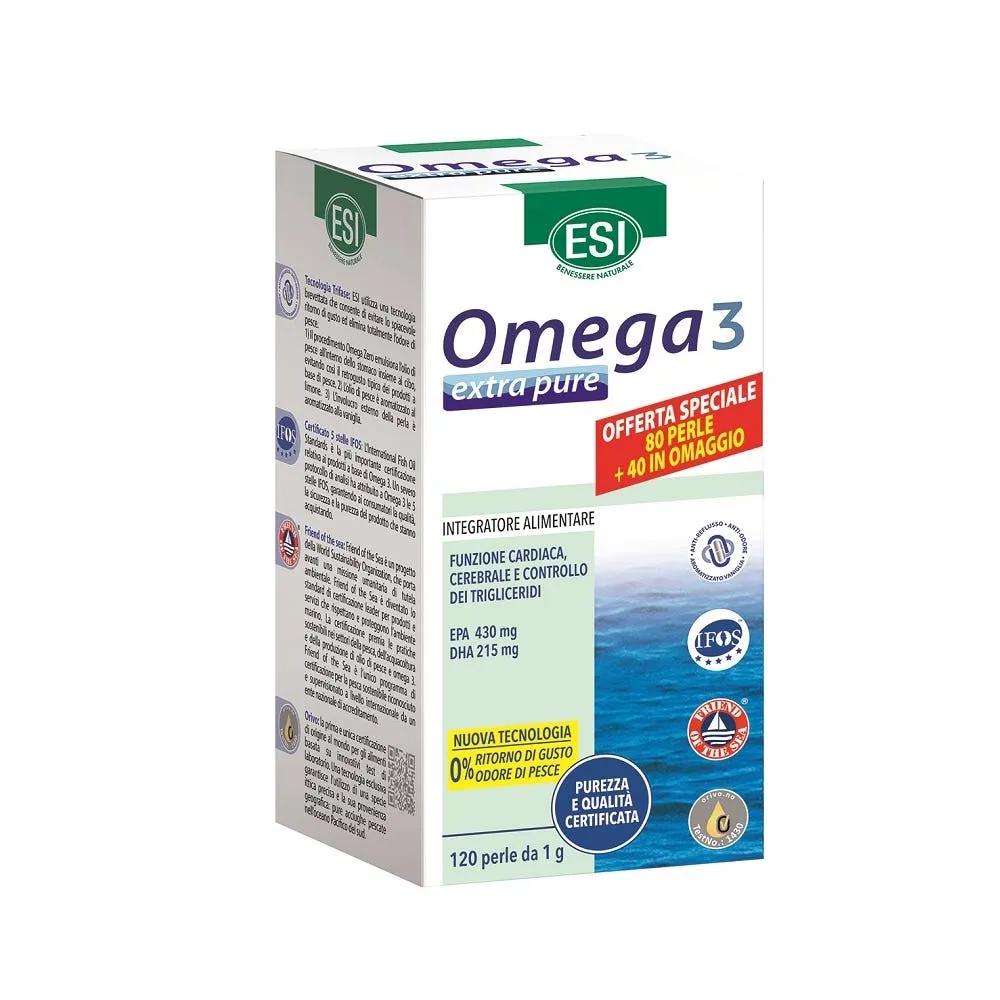 Esi Omega 3 Extra Pure PROMO Integratore per Funzione Cardiaca 80 Perle + 40 in Omaggio