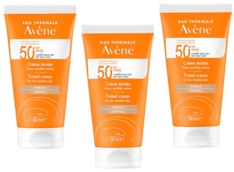 Avène Sun Cream SPF50+ with Color 3x50 ml