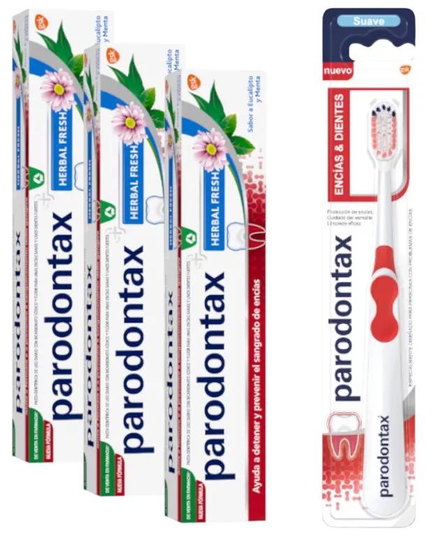 Parodontax Dentifrice Frais aux Herbes 3x75 ml + Brosse OFFERTE