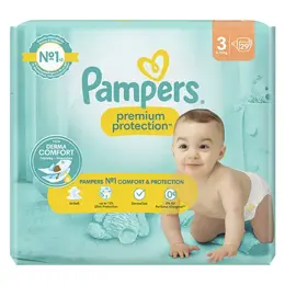 Pampers Premium Protection Taille 3 Couches x29 6kg - 10kg Notre N°1 Pour Le Confort & La Protection