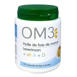 OM3 Huile de Foie de Morue + Vitamines A + D 120 capsules