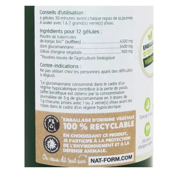 Nat & Form Bio Konjac 200 comprimidos vegetales