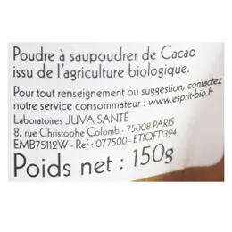 Esprit Bio Poudres et Graines Cacao Cru en Poudre Bio 150g