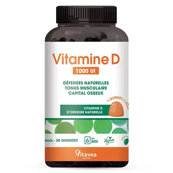 Vitavea Vitamine D 1000 UI Defense naturelles Tonus musculaire 30 gummies