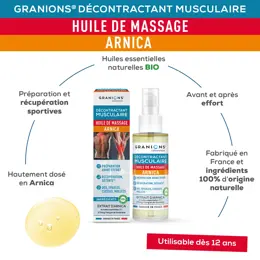 Granions Huile de Massage Arnica - Décontractant Musculaire - 100 mL