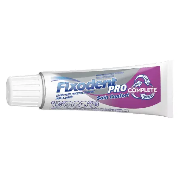 Fixodent Pro Crème Adhésive Complet Soin Confort Pour Prothèses Dentaires 47g