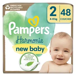 Pampers Couches Harmonie T2 (4-8 Kg) Avec Emballage Papier Recyclable