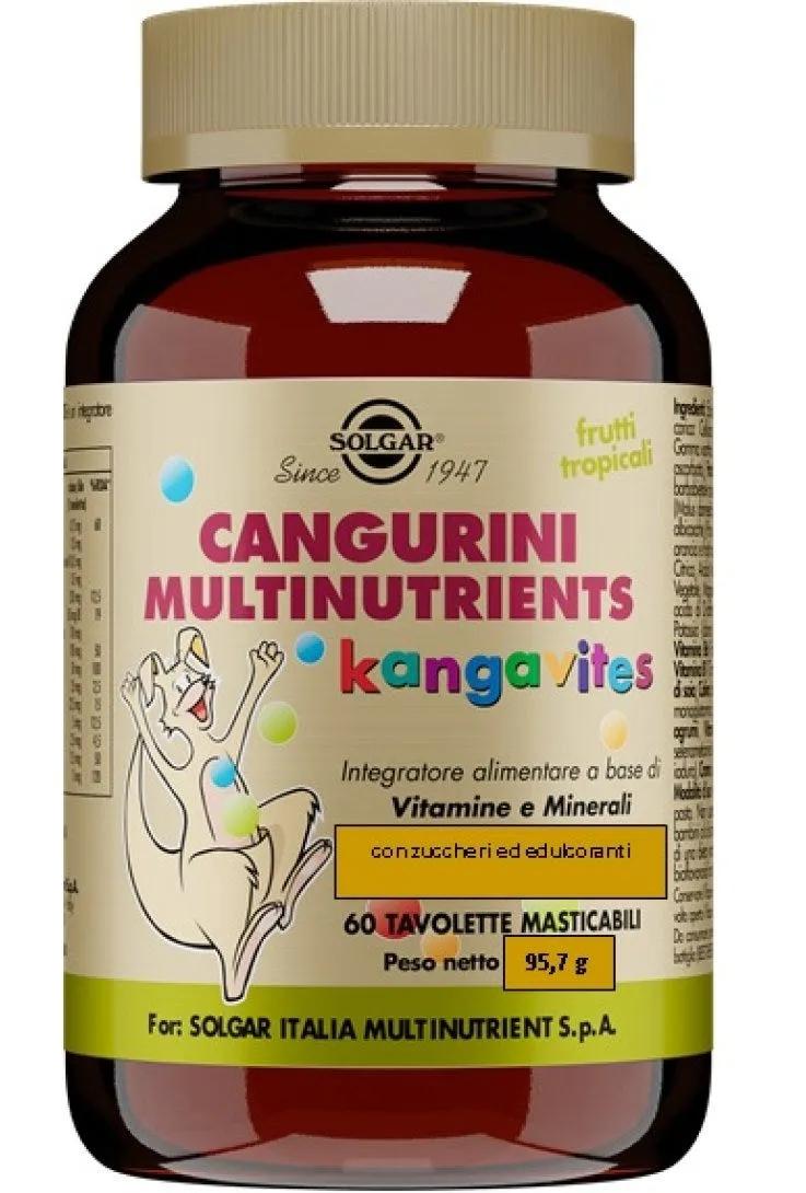 Solgar Cangurini Multinutrients Frutti Tropicali Integratore Vitamine 60 Tavolette Masticabili