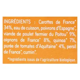 Babybio Repas Midi Bol Mijoté de Légumes Poulet Quinoa +12m Bio 2 x 200g