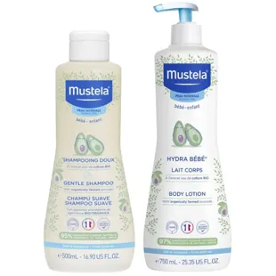 Mustela Gentle Shampoo 500 ml + Hydra Baby Body Milk 750 ml