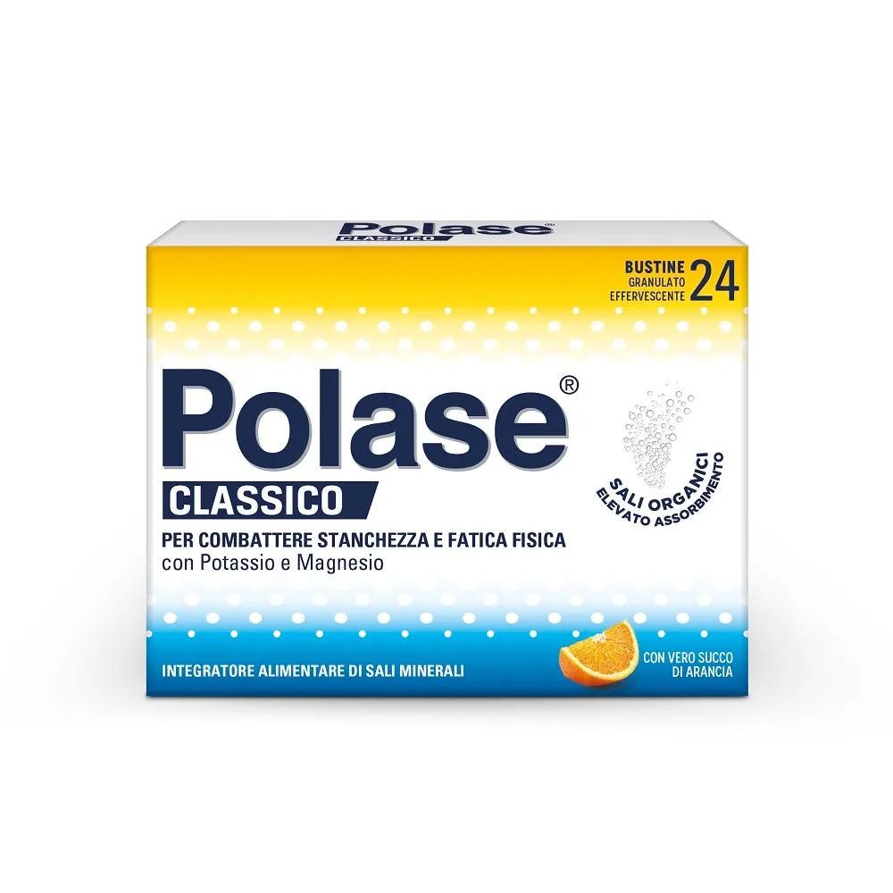 Polase Classico Magnesio e Potassio Integratore Alimentare Sali Minerali Gusto Arancia 24 Bustine