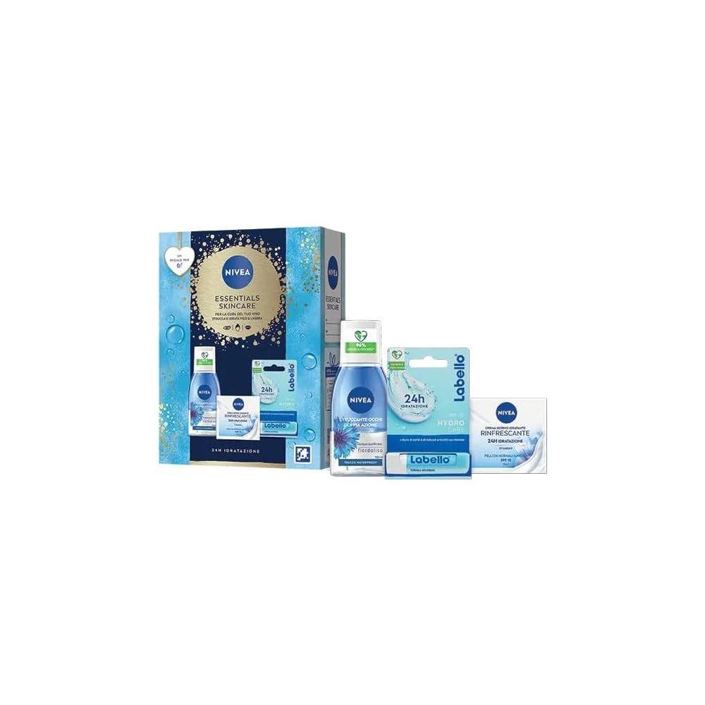 Nivea Essentials Skincare Cofanetto con Crema Viso 50ml Struccante 125ml e Labello Hydro Care 4.8g