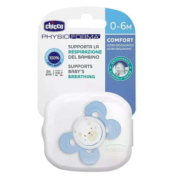 Chicco Pacifier Physio Forma Comfort Silicone +0m Blue + Sterilisation Box