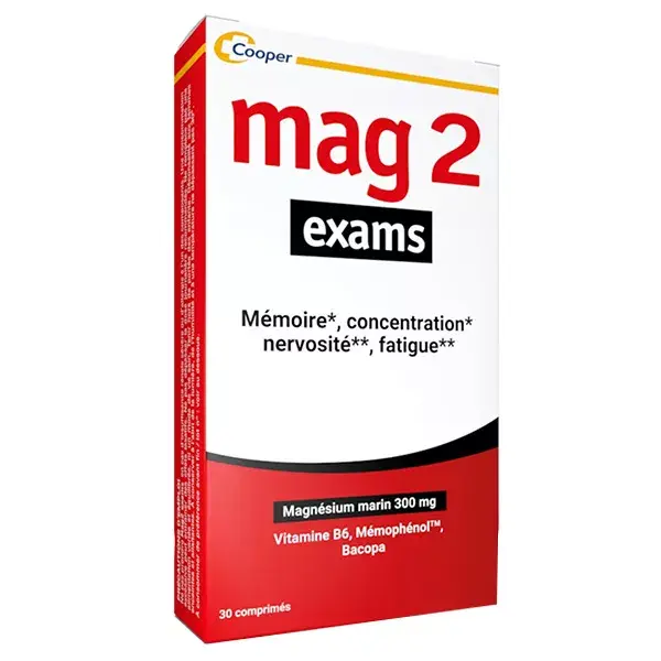MAG 2 Examens Magnésium Marin Vitamine B6 Concentration 30 comprimés