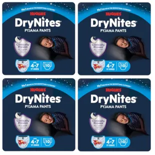 Huggies DryNites Pañales de Noche Niño Talla 4-7 (17-30 Kg) 4x10 Uds