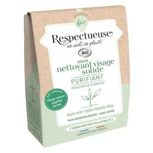 Respectueuse Mon Nettoyant Visage Solide Purificante Bio 35g + Porta-Sapone Vegetale Offerto