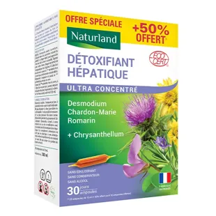 Estratto fluido disintossicante per il fegato Naturland - 20 fiale da 10 ml + 10 fiale gratuite