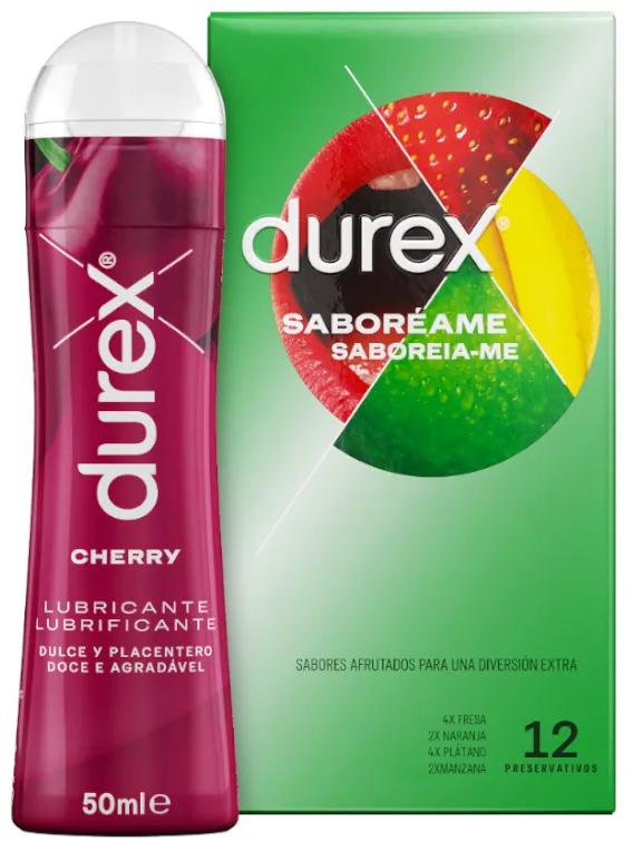 Durex Pack Préservatifs Flavour Me 12 unités + Lubrifiant Cerise 50 ml