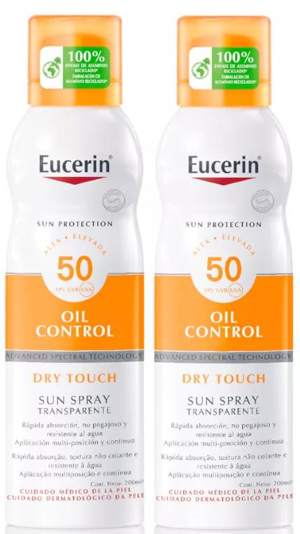 Eucerin Sun Oil Control Dry Touch Spray Transparente SPF50 2x200 ml