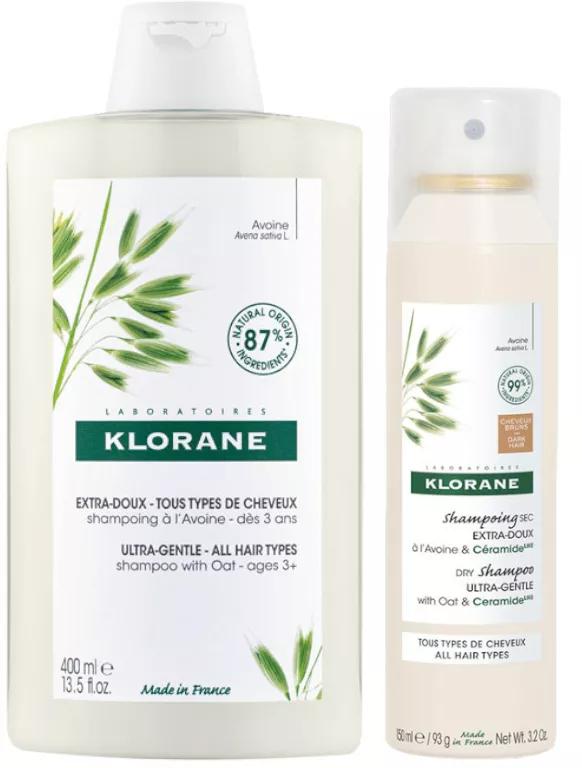 Klorane Oatmeal Shampoo 400 ml + Extra-Gentle Dry Shampoo 150 ml