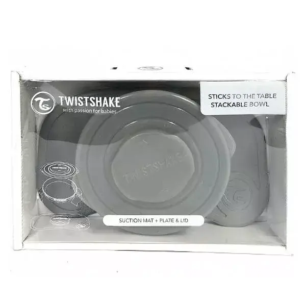 Twistshake Plateau Click Mat Mini + Assiette Gris Pastel +6m