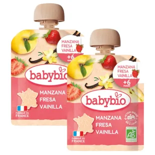 Babybio Pouch Apple, Strawberry and Vanilla +6m 2x90 gr