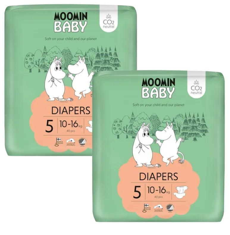 Moomin babyluiers maat 5 (10-16 kg) 2x40 stuks