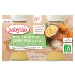 Babybio Riz au Lait de Coco Clémentines de Corse Bio 2 x 130g