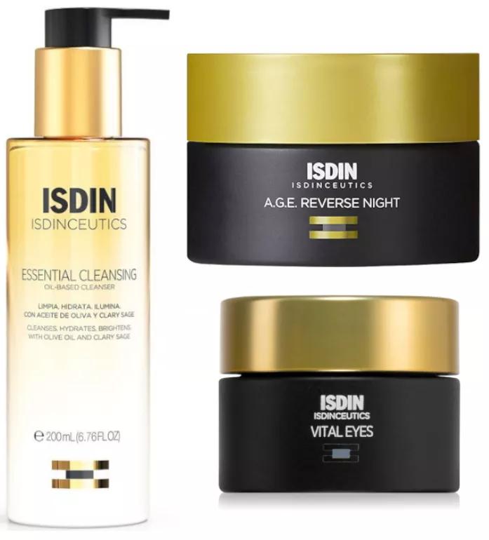 Isdin Essentiel Nettoyant 200 ml + Vital Yeux 15 ml + AGE Reverse Nuit 50 ml