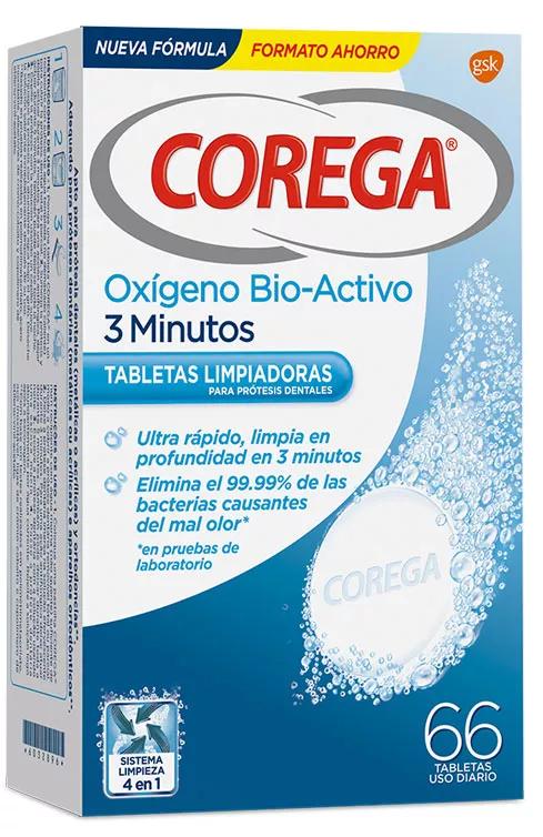Corega Oxigénio Bio Activo 3 Minutos 66 Tablets