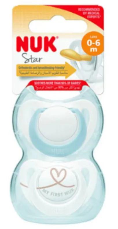 Sucette Nuk Star en latex 0-6 mois, 2 pièces