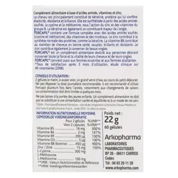 Arkopharma Forcapil Cheveux et Ongles Zinc Vitamine B 60 gélules