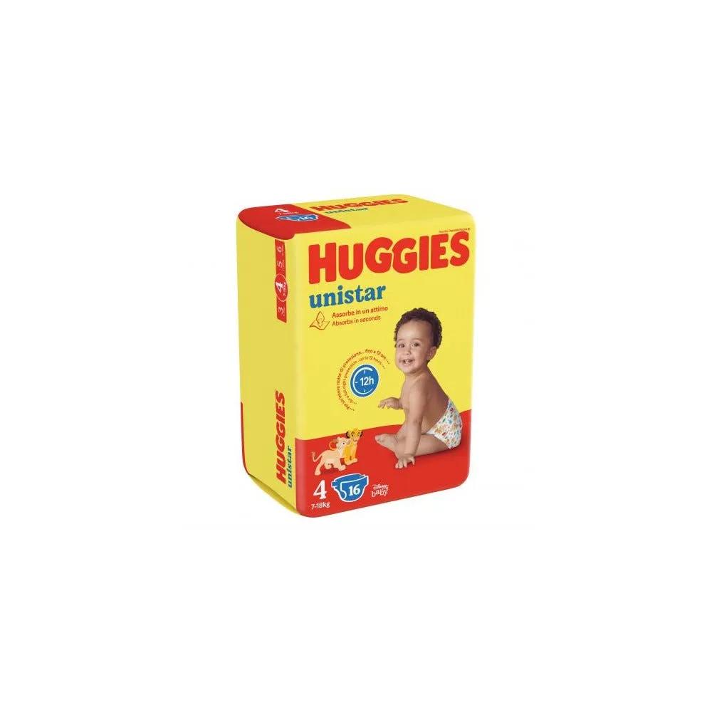 Huggies Unistar Pannolini Taglia 4 (7-18 kg) 16 Pannolini