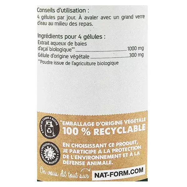 Nat & Form Açai Bio Integratore Alimentare 200 capsule