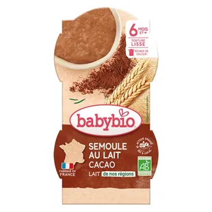 Babybio Desserts Semola Latte Cacao +6m Bio Lotto di 2 x 100g