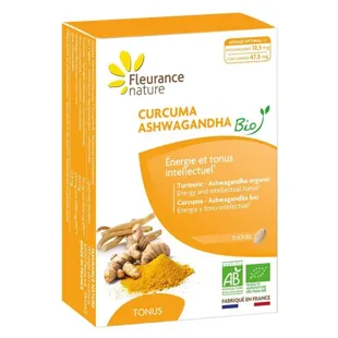 Fleurance Nature - Tono e vitalità - Curcuma ashwagandha biologica - 15 compresse