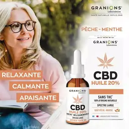 Granions CBD Huile 20% Pêche Menthe 10ml