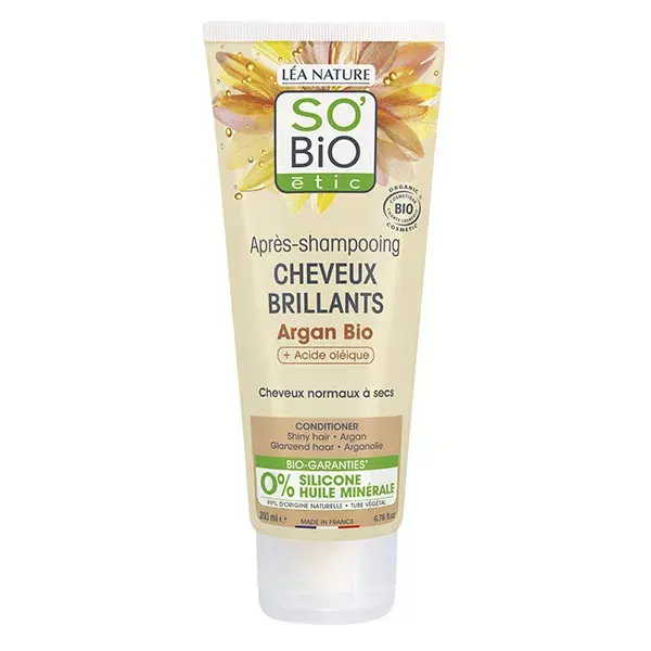 So'Bio Étic Cheveux Brillants Après-Shampoing Argan & Acide Oléique Bio 200ml