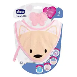 Chicco Anneau de Dentition Fresh Bib Bavoir +4m Rose