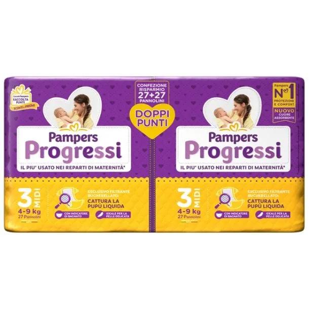 Pampers Progressi Pannolino Cattura Pupù Liquida 54 Pezzi 4-9 Kg Misura 3