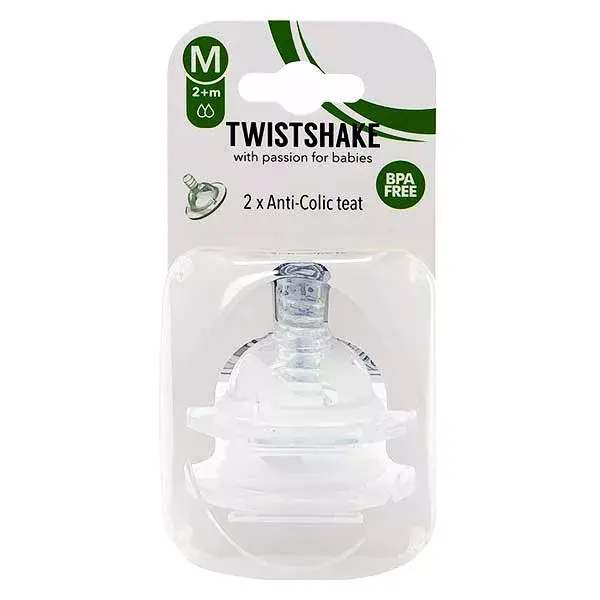Twistshake Tétine Anti-Colique Débit M +2m Lot de 2