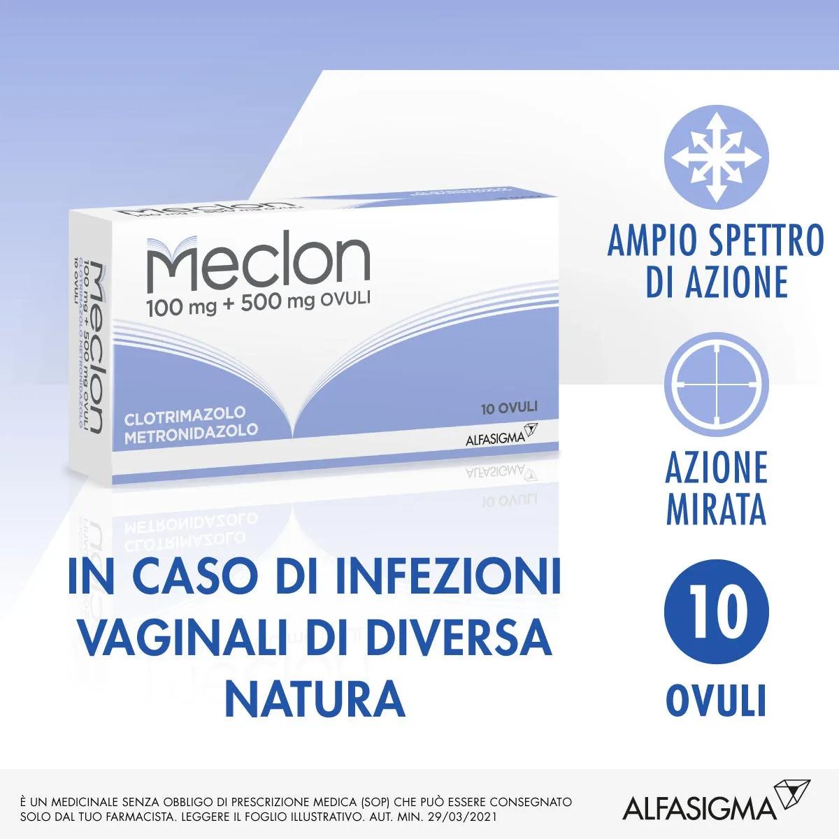 Meclon Ovuli 100 mg + 500 mg 10 Ovuli Vaginali