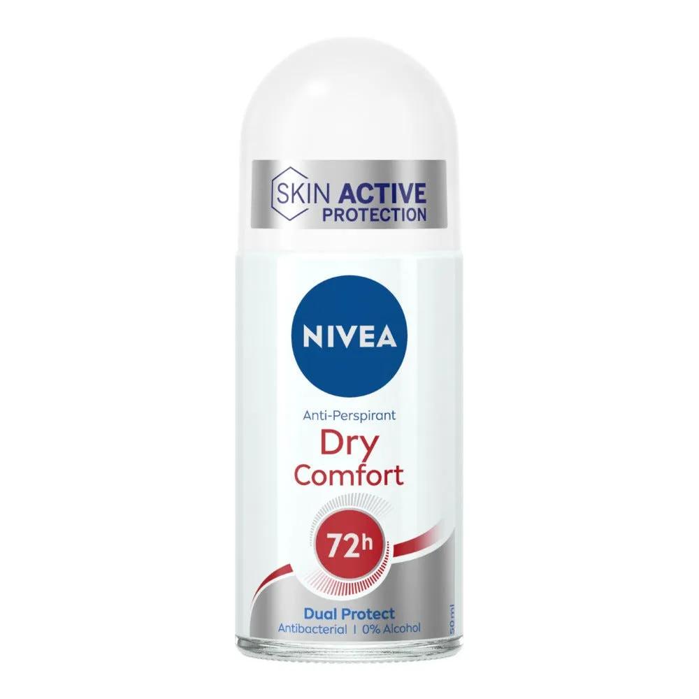 Nivea Dry Comfort Deodorante Roll On Antitraspirante 72h Con Formula Dual Active 50 ml