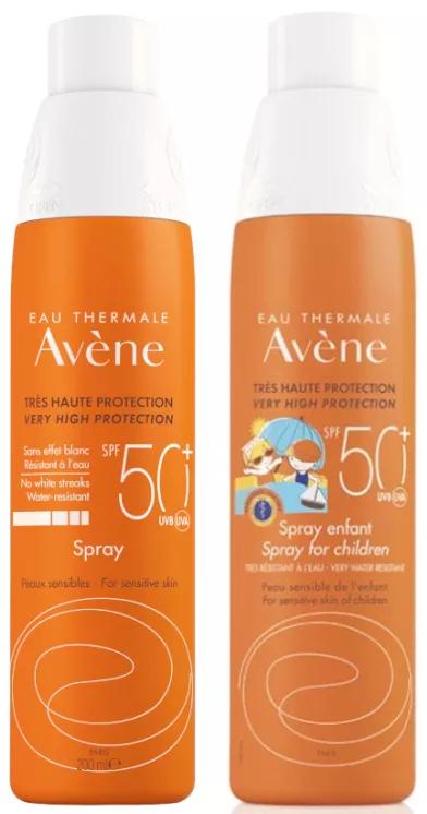 Avène Solar Alta Protección SPF50+ Spray 200 ml + Spray Niños SPF50+ 200 ml