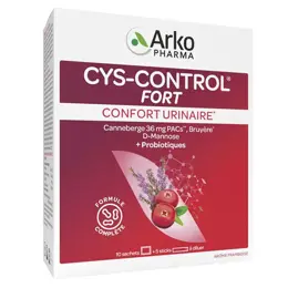 Arkopharma Cys-Control Fort Microbiotiques 10 sachets + 5 sticks à diluer