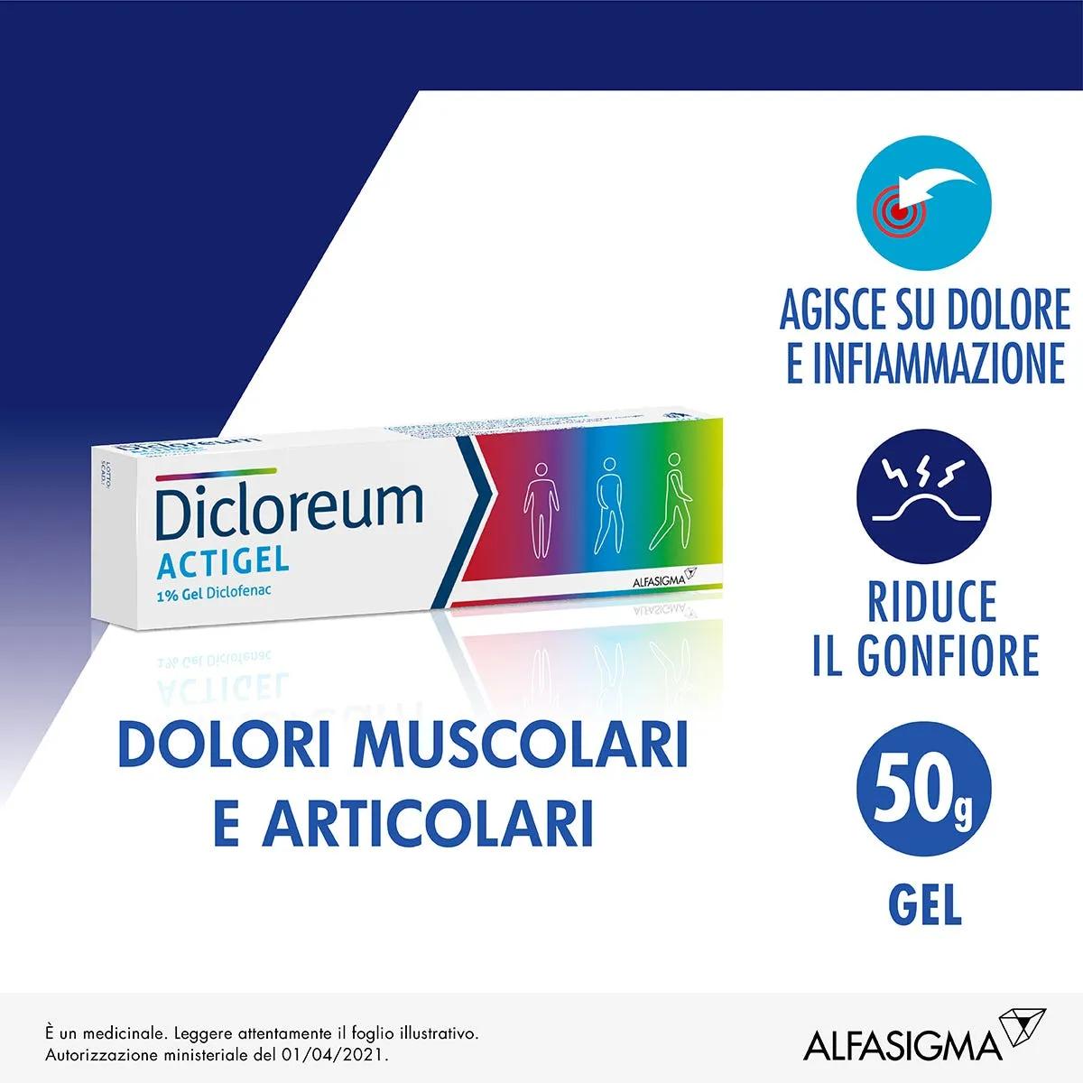 Dicloreum Actigel 1% Diclofenac Dolori Articolari Gel 50g