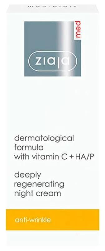 Ziaja Med Anti-Falten- und regenerierende Nachtcreme mit Vitamin C und HA/P, 50 ml