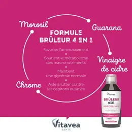 Vitavea Brûleur 4 en 1 Morosil Brûle Graisse, Cellulite, Métabolisme saveur pêche 400ml
