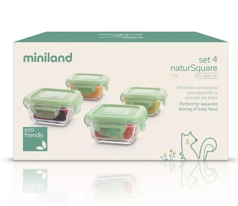 Miniland Set 4 Caixa Alimentos de Vidrio Natursquare Chip 